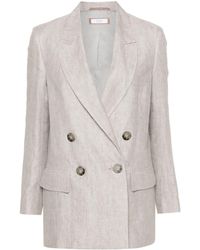 Peserico - Double-breasted Linen Blazer - Lyst