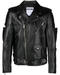 Moschino - Decorative-lapels Nappa-leather Biker Jacket - Lyst