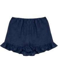 Sleeper - Ruffle-Trim Linen Shorts - Lyst