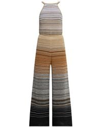 Akep - Gestreifter Neckholder-Jumpsuit - Lyst