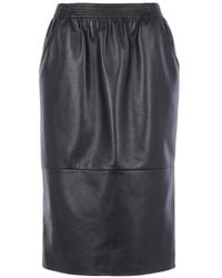 Chloé - Elasticated Leather Midi Skirt - Lyst