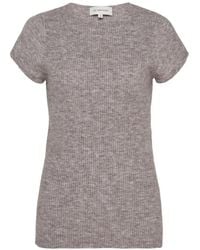 Lee Mathews - Thea Ribgebreide Top Met Korte Mouwen - Lyst
