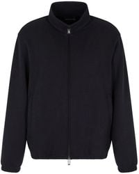Emporio Armani - Waffle-Textured Zip-Up Sweatshirt - Lyst