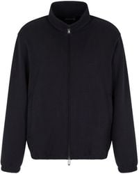 Emporio Armani - Waffle-Textured Zip-Up Sweatshirt - Lyst