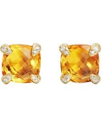 David Yurman - 18Kt Chatelaine Diamond Citrine Stud Earrings (8Mm) - Lyst