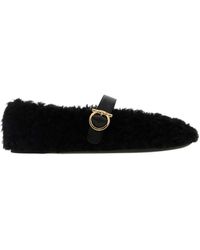 Ferragamo - Buckle-Fastening Shearling Lace-Up Shoes - Lyst