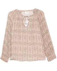 MAISON 123 - Damia Floral-Print Tie-Neck Blouse - Lyst