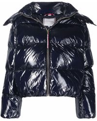 Tommy Hilfiger Velvet Puffer Jacket in Red | Lyst