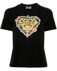 Versace - T-Shirt mit Barocco Heart-Print - Lyst