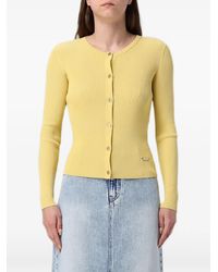 ARMANI EXCHANGE - Ribbed-Knit Logo-Plaque Cardigan - Lyst