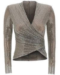 Self-Portrait - Rhinestone Mesh Wrap Top - Lyst