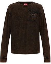 DIESEL - T-Ardy-Ls Distressed Logo-Print T-Shirt - Lyst