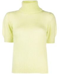 P.A.R.O.S.H. - High-neck Short-sleeve Knit Top - Lyst
