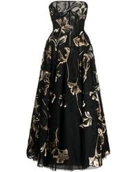 Saiid Kobeisy - Floral-embroidered Strapless Midi Dress - Lyst