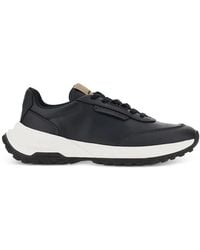 Emporio Armani - Baskets En Cuir Grainé - Lyst