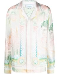 Casablanca - Cuban-collar Silk Shirt - Lyst