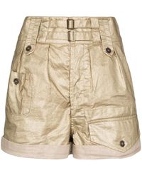 Saint Laurent - Coated Linen Shorts - Lyst