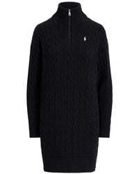 Polo Ralph Lauren - Cable-Knit Zip-Neck Mini Dress - Lyst