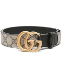 Gucci - GG Supreme Canvas & Leather Belt - Lyst
