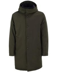Fay - Hooded Padded Single Breasted Coat - Lyst