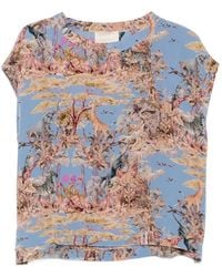 Momoní - Curacao Safari-Print Cap-Sleeve Silk Blouse - Lyst