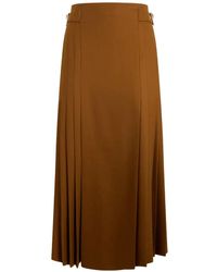 Alberta Ferretti - Belt-Detail Pleated Maxi Skirt - Lyst