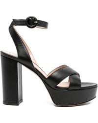 Gianvito Rossi - 105 Mm Sabrina Sandalen Met Plateauzool En Gekruiste Bandjes - Lyst