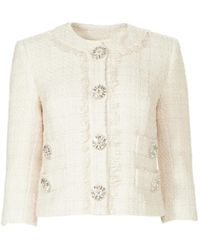 Costarellos - Macie Crystal-Button Cropped Jacket - Lyst