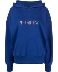 Saint Laurent - Sweat-shirt a capuche en coton a logo - Lyst