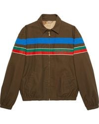 Gucci - Cotton Zip-up Jacket With Stripe - Lyst