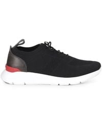 Isaia - Knit-Panel Leather Sneakers - Lyst