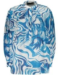 Alberta Ferretti - Graphic-Print Mandarin-Collar Shirt - Lyst