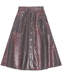 Ganni - Midi-Rok Met Luipaardprint - Lyst