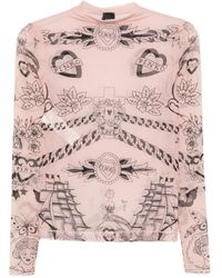 Pinko - Haut En Résille À Imprimé Graphique - Lyst
