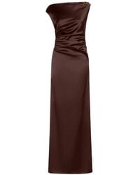 Max Mara - Ruched Satin-Finish Maxi Dress - Lyst