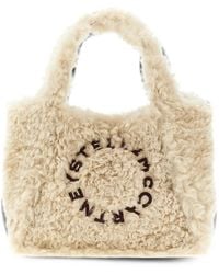 Stella McCartney - Logo-Embroidered Shearling-Effect Tote Bag - Lyst