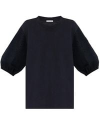 Moncler - Perforated Puff-Sleeve T-Shirt - Lyst