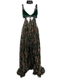 Roberto Cavalli - Patterned Pleated Maxi Dress - Lyst