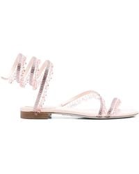 Rene Caovilla - Flache Sandalen Mit Kristallen - Lyst