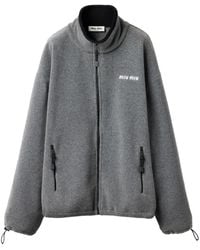 Miu Miu - Sweat En Polaire À Logo Brodé - Lyst