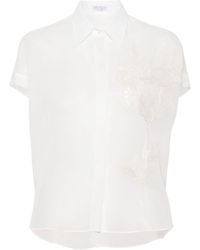 Brunello Cucinelli - Floral Embroidery Shirt - Lyst