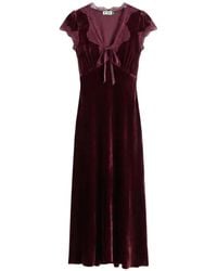 RIXO London - Robe Mi-Longue Amari En Velours À Finitions En Dentelle - Lyst