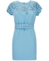 Ermanno Scervino - Lace-Detail Mini Dress With Round Neckline - Lyst