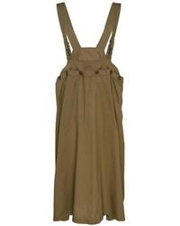 Y's Yohji Yamamoto - Button-Embellished Pinafore Midi Dress - Lyst