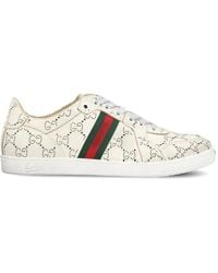 Gucci - Gg Web Stripe Leren Sneakers - Lyst