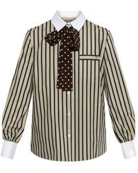 Valentino Garavani - Striped Bow-Detail Shirt - Lyst