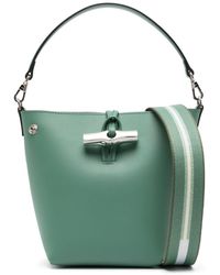 Longchamp - Small Roseau Leather Bucket Bag - Lyst
