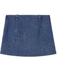 Markgong - Floral-Embossed Cotton A-Line Mini Skirt - Lyst
