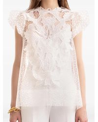 Gemy Maalouf - Embroidered Ruffled Blouse - Lyst