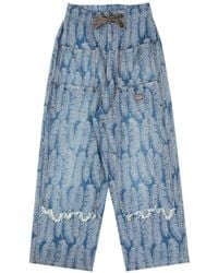 Kapital - Magpie Feather-Graphic Baggy Jeans - Lyst
